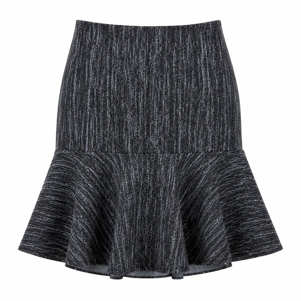 Elie Tahari Womens Skirt 4 Gray Space Dye Textured Trumpet Flounce Hem Career